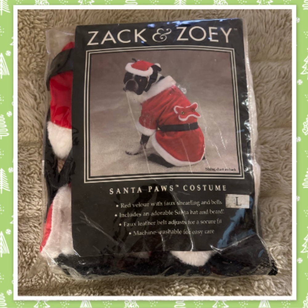 Zack & Zoey Holiday Santa Paws Dog Pet Costume Christmas Sz Large